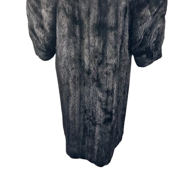MYSELS FURS! LUXURIOUS BLACK RANCH MINK FULL LENGTH FUR COAT, JACKET! SZ MP - Picture 12 of 15